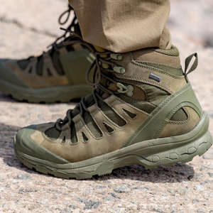 TSB1 Green Khaki Tactical <b>Hiking</b> <b>Boots</b> Waterproof Outdoor Ankle Shoes Durable All Seasons Leather Construction - Product Image 2