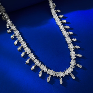 S925 Argent Plein Diamant De Luxe Marquise Collier Soirée <span class=keywords><strong>Frange</strong></span> Pendentif Femmes Mariage <span class=keywords><strong>Simulation</strong></span> Diamant Collier - Product Image 5