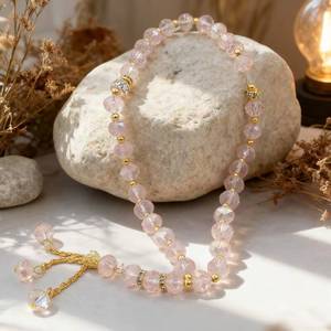 Rosario Islámico Portátil YASEEN Étnico de 33 Cuentas de Cristal Liso de 10 mm, Regalo para las Cuatro Estaciones y Eid - Product Image 1