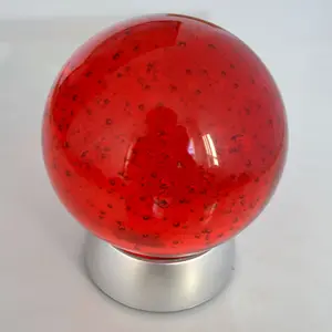LEDスタンド付き赤いガラスバブル球クリスタルボールMH-Q0120