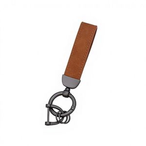 Porte-clés personnalisés en métal avec impression laser intégrale du logo, sensation de luxe, en cuir PU pur pour hommes - Product Image 3