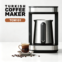 Cafetière turque électrique portable, 2 tasses, machine à café individuelle, arrêt automatique, acier inoxydable noir