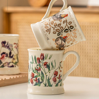 Offre Spéciale tasses à thé papillon peintes à la main tasse à café en céramique florale vintage tasse avec boîte-cadeau