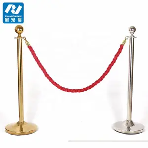 hotel gold queue up stanchion post with rope made in china