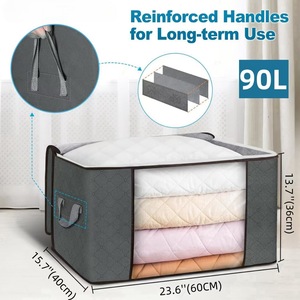 Sac de rangement en tissu non tissé à fermeture éclair de taille personnalisée pour vêtements Organisateur pliable en coton et lin Boîtes de rangement <span class=keywords><strong>sous</strong></span> le lit respirantes - Product Image 2