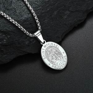 Collar con Medalla Religiosa de San Miguel Arcángel, Joyería Católica de Moda con Cadena, Colgante Protector - Product Image 6