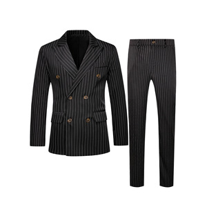 Ensemble de Costume Formel <span class=keywords><strong>Homme</strong></span> 2026 à Col Cranté Perlé et Boutonnage Simple, Blazer Rayé et Pantalon Habillé 100% Polyester - Product Image 5