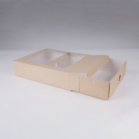 Boîte d'emballage cadeau pour bonbons, biscuits et aliments en papier kraft avec fenêtre transparente rectangulaire personnalisée, fenêtres en PVC transparentes, boîte à tiroir