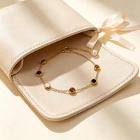 Bracelet en pierre naturelle incrusté de coquillages roses, minimaliste, plaqué or 18 carats, acier inoxydable, étanche, bijoux pour femmes