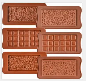 6PCS 3 different shapes of BPA free make silicone chocolate molds for candy, large chocolate bars, and ice cubes mold