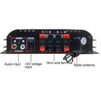 Amplificateur audio numérique HiFi 4 canaux, amplificateur BT, puissance de crête 1600W, lecteur karaoké, radio FM, prise en charge de la télécommande