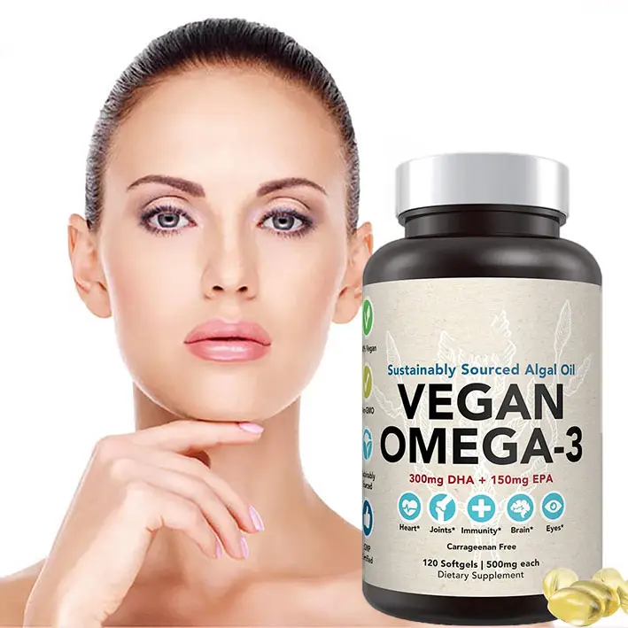 Suplemento Premium Vegan Omega 3. ¡Alternativa de aceite de pescado! Aceite de algas DHA y EPA