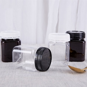Bouteille carrée en plastique vide de 145 ml/180 ml/215 ml/360 ml, transparente/marron, conteneur d'emballage, pot à miel PET de 200 g 250 g 300 g 500 g, pot à bonbons - Product Image 6