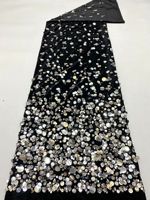 Tissu en velours dégradé coloré avec broderie de perles et de sequins, tissu en dentelle brodé de perles pour jupes féminines