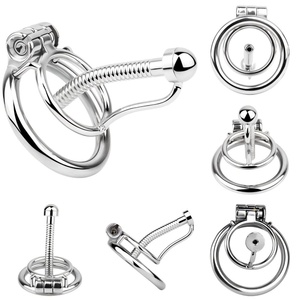 Dispositivos de Castidad Masculina de Acero Inoxidable FRRK, Jaula para Pene con Catéter Uretral, Anillo de Bloqueo para Pene, Juguetes Sexuales para Hombres, Cinturón de Castidad - Product Image 1