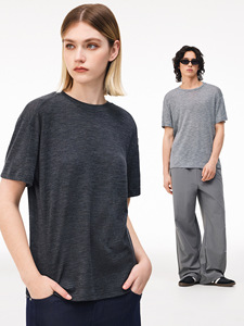 T-shirt à manches courtes respirant en laine mérinos 100 % avec logo personnalisé de haute qualité, lavable en machine, pour le sport et les activités de plein air, hommes et femmes - Product Image 4
