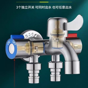 Grifo de agua de pared con 2 manijas, entrada de 15 mm, válvula de cerámica, estilo moderno para fregadero de cocina y uso en balcón - Product Image 3