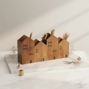 Mini Casa di Natale Esagonale in Legno Inciso per Decorazione Rustica a Più Livelli - Product Image 6