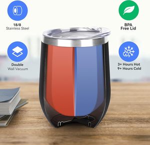 Gobelet à vin en acier inoxydable en gros avec couvercle, ensemble de tasses isothermes personnalisées, tasses à café de voyage de 12 oz, lot de 1, noir - Product Image 3