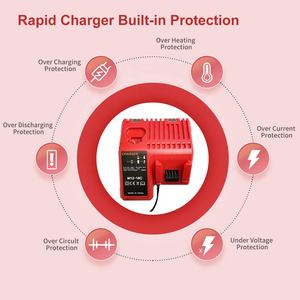 替换快速电池充电器，适用于密尔沃基 12V-18V 锂离子电池 <span class=keywords><strong>M</strong></span> 12&<span class=keywords><strong>M</strong></span> 18S 48-11-1850 电动工具电池 - Product Image 5