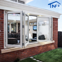 Ventana Plegable Horizontal Moderna de Aleación de Aluminio para Cocina, Ventana Plegable de Doble Vidrio Insonorizada para Casa