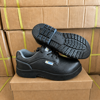 Zapatos de Seguridad Industriales para Hombre, Personalizados de Fábrica, de Cuero Negro, con Puntera de Acero, Antideslizantes, Resistentes al Aceite, de Corte Bajo
