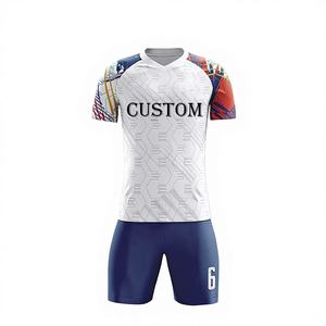 ชุดฟุตบอลชายแบบยืดได้ แห้งเร็ว ระบายอากาศดี พิมพ์ลายดิจิตอล หมายเลขและโลโก้แบบกำหนดเอง - Product Image 1