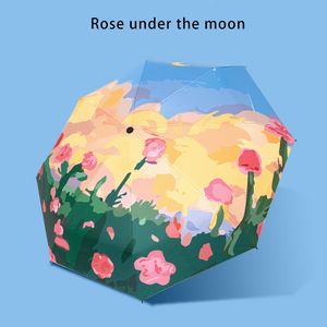 Payung lipat 5 ringkas untuk wanita, payung lipat Mini saku Super motif bunga cantik Anti UV dan hujan untuk wanita - Product Image 2