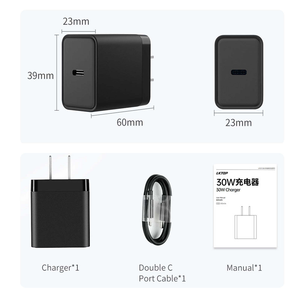 Chargeur rapide GaN LKTOP 30W, chargeur mural compact PD pour iPhone, tablette Android, compatible avec les voyages, tension universelle - Product Image 6