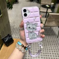 Coque de téléphone de dessin animé personnalisé pour iPhone 15 Pro Max 16 14 Plus 13 12 11 Mignon lanière housse de téléphone avec dragonne