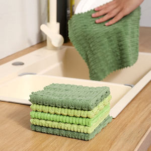 ผ้าเช็ดจานกำมะหยี่ไม้ไผ่สองด้าน สีพื้น สำหรับทำความสะอาดหม้อในครัว - Product Image 3