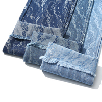 Tissu denim jacquard bleu 80% coton à motif d'épi de blé pour jeans 10,5 oz Tissu denim de haute qualité en gros