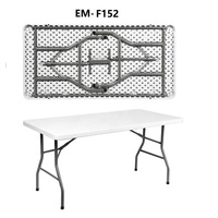 Table pliante moderne portable en plastique ABS de 6 pieds, facile à transporter pour une utilisation polyvalente à l'intérieur et à l'extérieur.