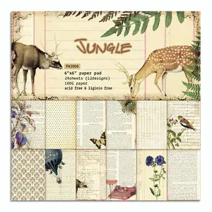 GF Vintage Jungle Design 6"X6" Scrapbooking Paper Papel DIY Craft Hand Account Background Cardstock Scrapbook Paper