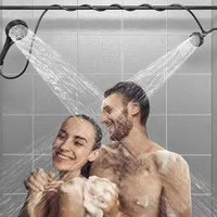 Ensemble de douche à main en acier inoxydable double pressurisé, avec barre coulissante et finition chromée, pour montage mural, pour une expérience de douche intense et transfrontalière