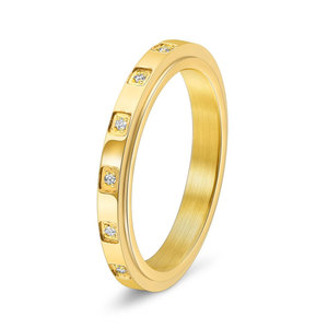 Non Tarnish Fine 14k 18k Gold Plated 316L Stainless Steel Fashion Zircon Wedding Fidget <b>Ring</b> Band for Women <b>Men</b> - Product Image 3