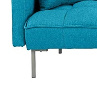 Canapé-lit convertible turquoise, dossier réglable, tissu en lin moderne, idéal pour les salons et les espaces invités, certifié BSCI.