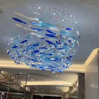 Lustre Led en forme de poisson, Style moderne, décoration de salle à manger, mariage, grand lustre en verre personnalisé