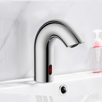 Robinet de lavabo en laiton intégré sans contact avec distributeur de savon, noir, monocapteur automatique