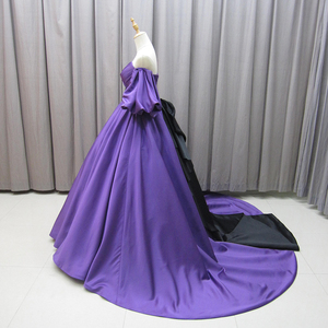 Robe de soirée en satin violet sur mesure, coupe trapèze, pour hôte, robe de soirée formelle Mz0035 - Product Image 3