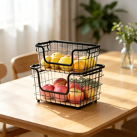 Panier à fruits à 2 niveaux en métal pour comptoir, panier de rangement pour garde-manger et stockage alimentaire