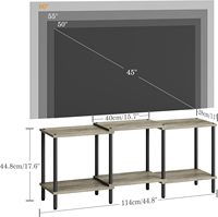 Meuble TV de style industriel avec étagères ouvertes, console multimédia à 2 niveaux pour salon