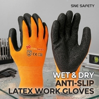 Duurzame gebreide polyester latex gecoate handschoenen op maat, anti-slijtage veiligheidshandschoenen voor bouw, landbouw en onderhoud