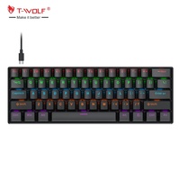 Teclado Mecánico con Cable TKL de 61 Teclas, Teclado 60% con Eje Cian, Retroiluminación LED, Teclado para Juegos, Portátil para Laptop y PC