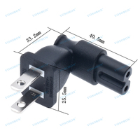Fiche de conversion NEMA 1-15P à IEC320 C7, adaptateur secteur à angle droit USA 2 broches mâle Nema 1-15P à IEC 320 C7