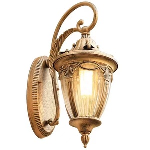 <b>Outdoor</b> Wall Mount Brass Lamp Tempered Glass Diffuser 3500K Warm White <b>Light</b> Waterproof Solar Powered 10-Year Warranty LED - Product Image 1