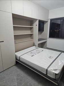 Letto a scomparsa moderno personalizzato salvaspazio matrimoniale grande con telaio in legno e acciaio inossidabile per piccole stanze - Product Image 6