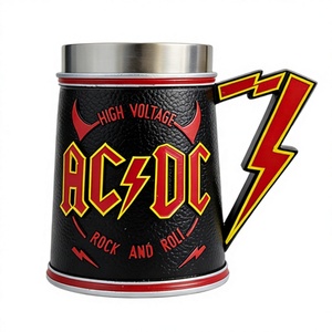 Tazza Anniversario Rock AC <span class=keywords><strong>Band</strong></span> 20oz in Resina e Acciaio Inossidabile, Tazza 3D Iconica <span class=keywords><strong>Metallica</strong></span> Rock and Roll DC - Product Image 1