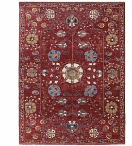 Alfombra de lana anudada a mano – Diseño tradicional de medallón rojo - Product Image 3