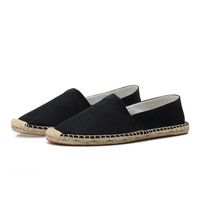 Espadrilles d'été en lin, mocassins en toile tressée à la main, chaussures plates décontractées à enfiler